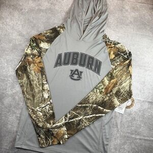 Auburn University Tigers Hoodie Mens L Gray Realtree Camo Hunting Pullover NEW‎